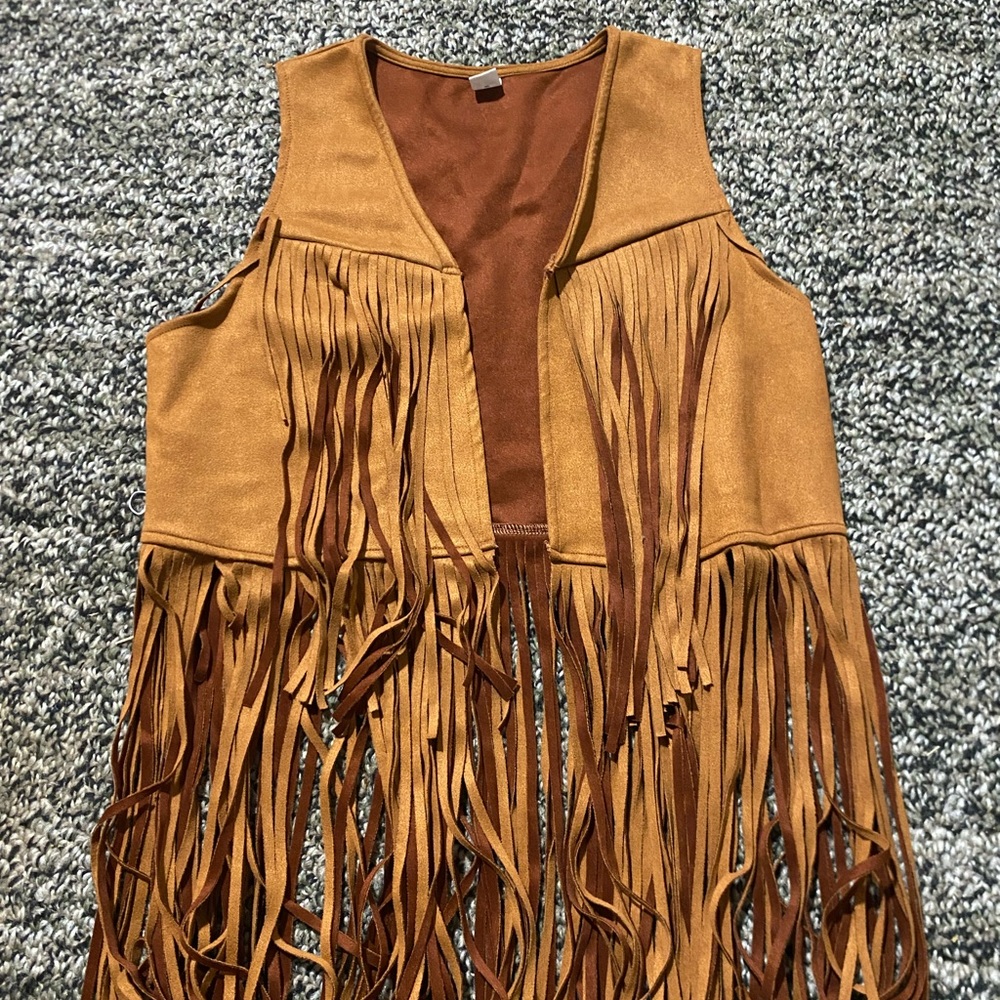 Fringed Tan Suede Vest